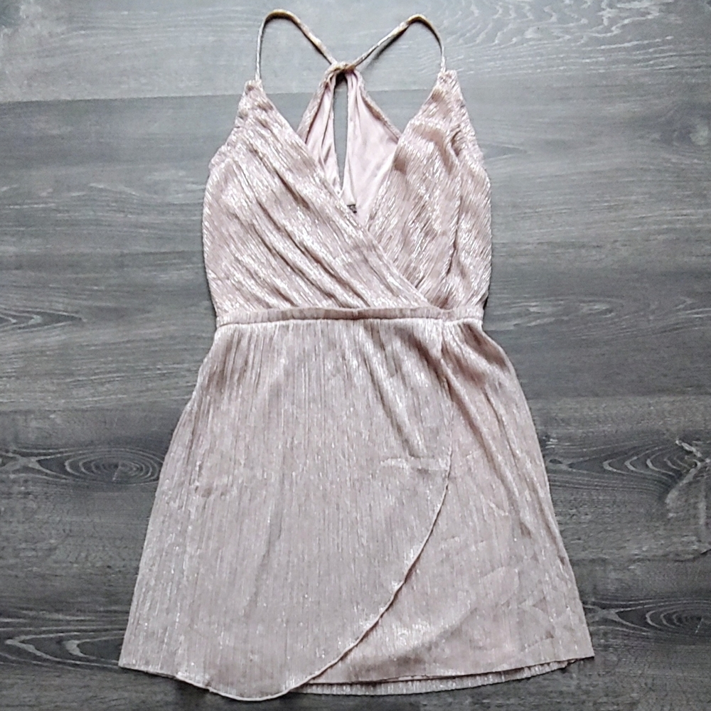 Express shimmery blush pink mini dress